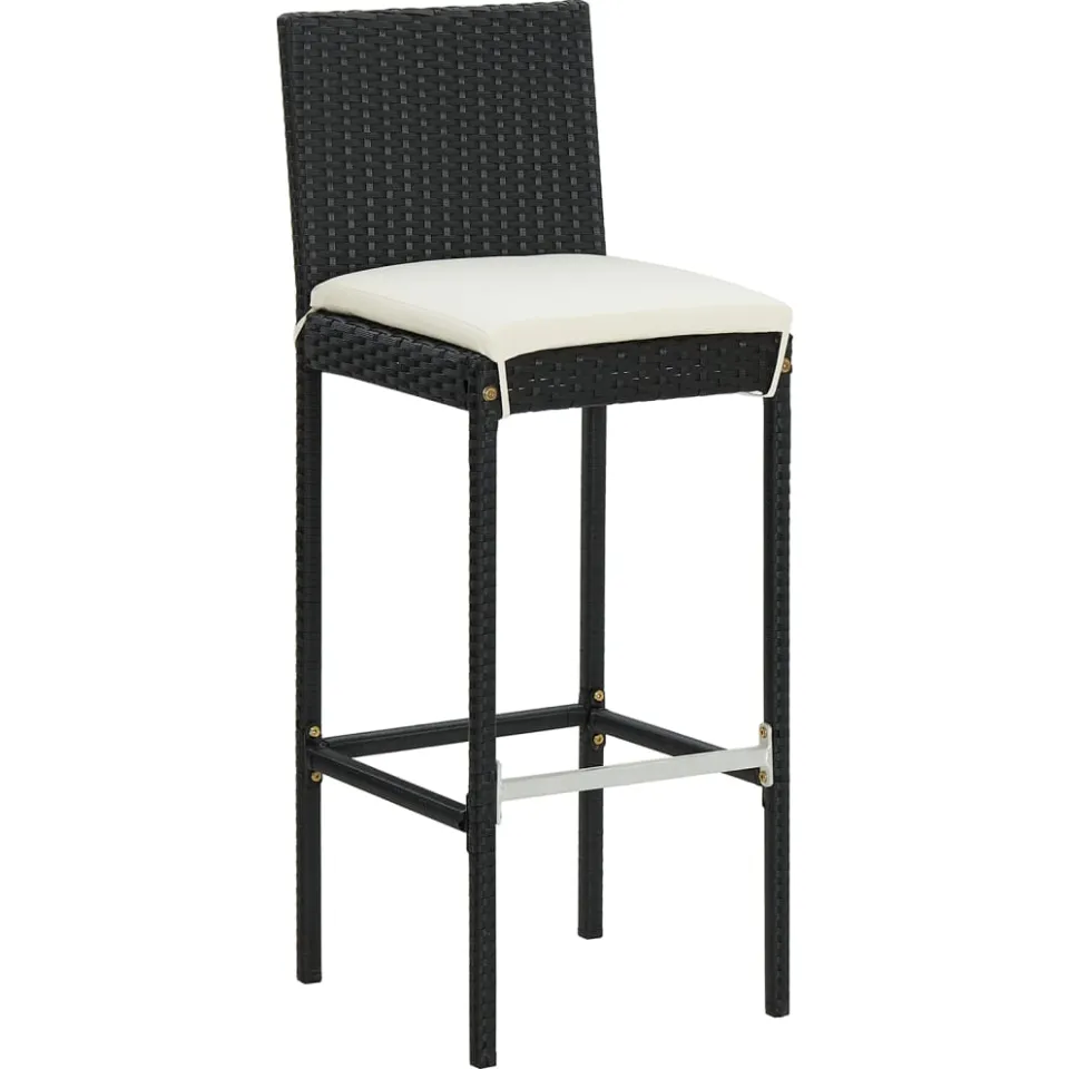 vidaXL 3-delige Tuinbarset massief acaciahout en poly rattan zwart, foto 3