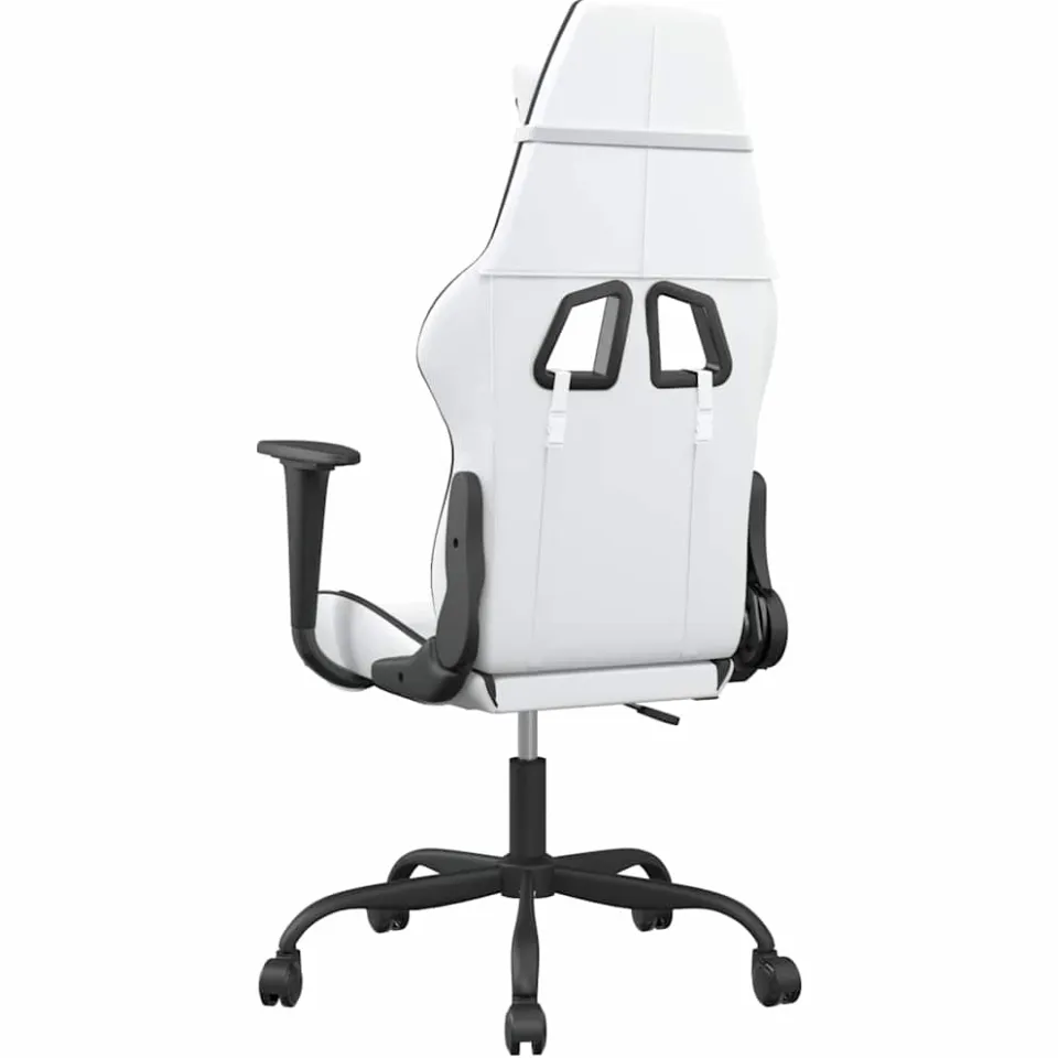 vidaXL Massage gamestoel kunstleer wit en zwart, foto 4