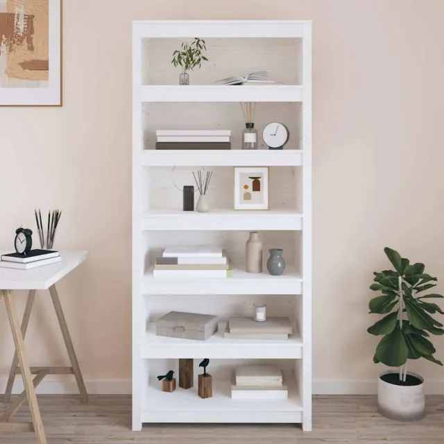 vidaXL Boekenkast 80x35x183 cm massief grenenhout wit, foto 2