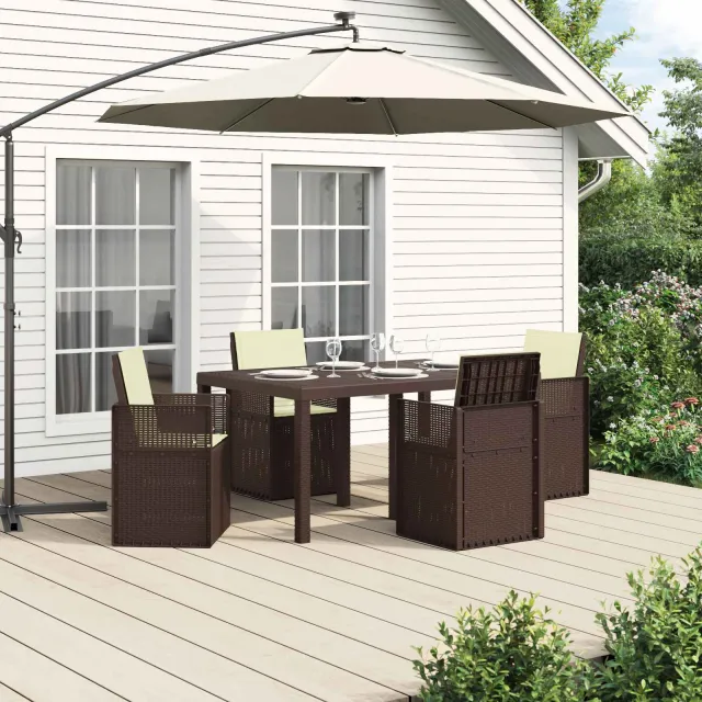 vidaXL Tuin eettafelset 5 st 4-zits Bruin en crèmekleurig PP
