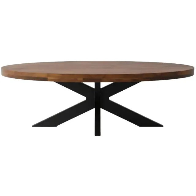 Lizzely Garden & Living Salontafel ovaal mangohout 140cm Jimmy bruin duurzaam hout mango ovale bijzettafel