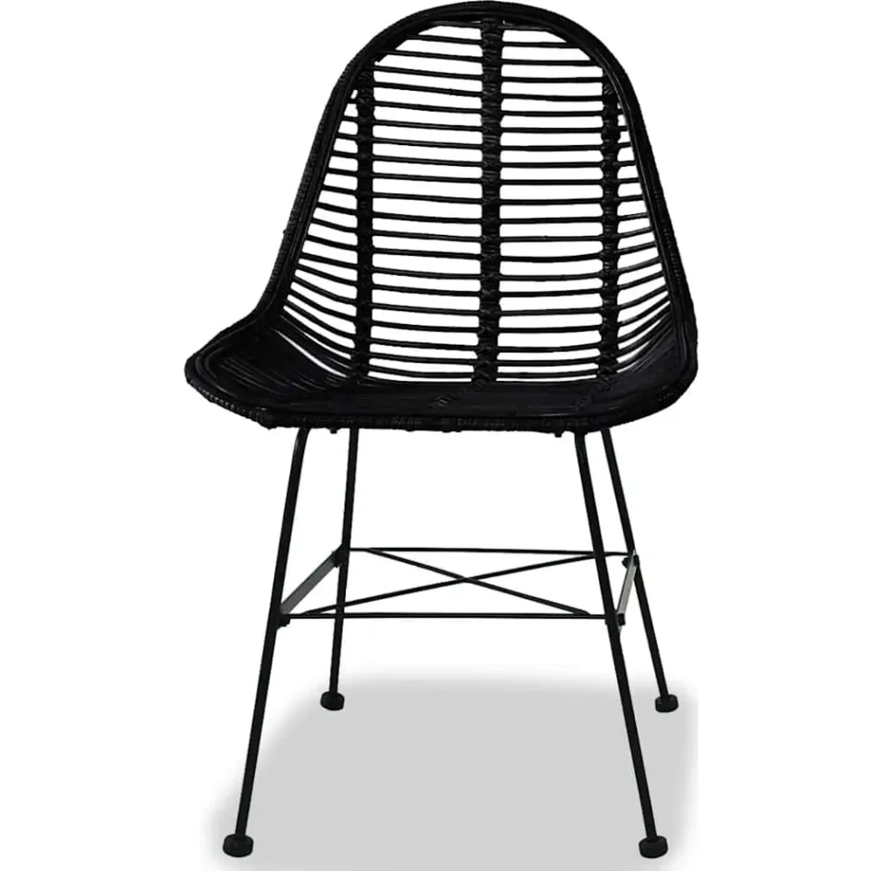 vidaXL Eetkamerstoelen 4 st natuurlijk rattan zwart, foto 3