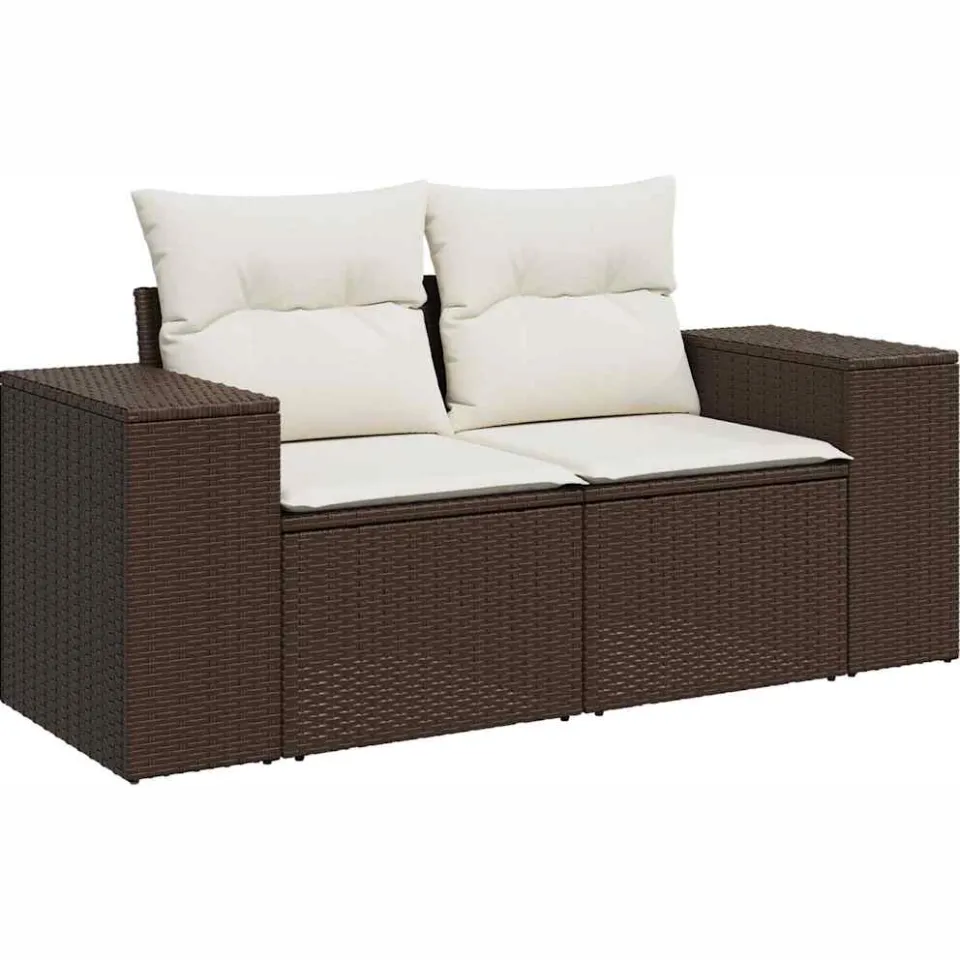 vidaXL 8-delige Loungeset met kussens poly rattan bruin