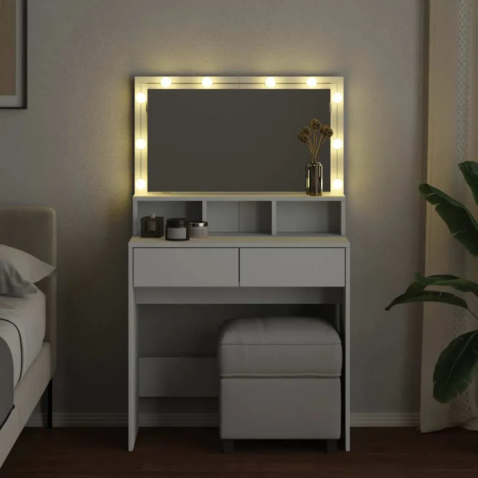 vidaXL Kaptafel met LED 80x41x134,5 cm wit, foto 3