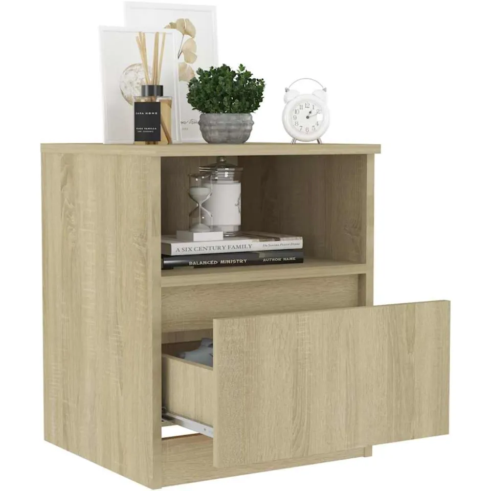 vidaXL Nachtkastjes 2 st 40x40x50 cm bewerkt hout sonoma eikenkleurig Bruin