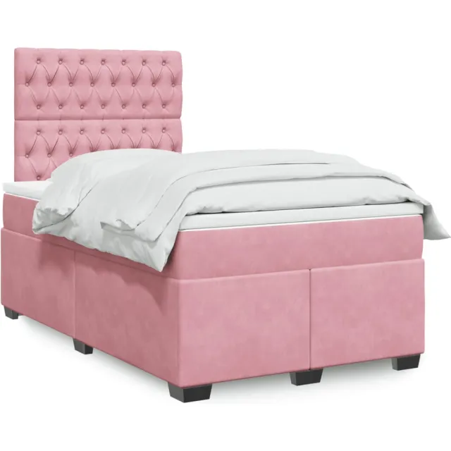 vidaXL Boxspring met matras fluweel roze 120x200 cm