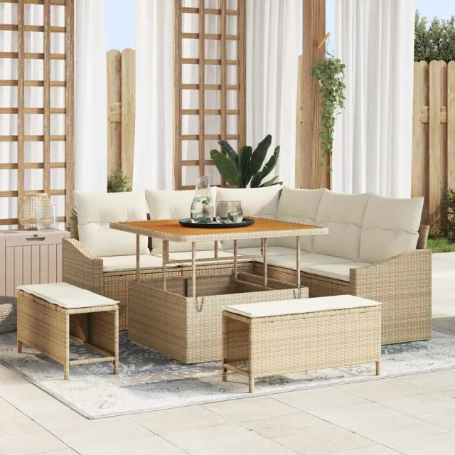 vidaXL Tuinbankenset 8 st Beige poly rattan, foto 2