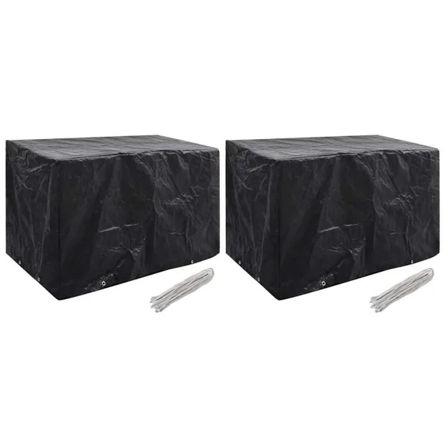 vidaXL Tuinmeubelhoezen 2 st 8 ogen 140x70x90 cm Zwart