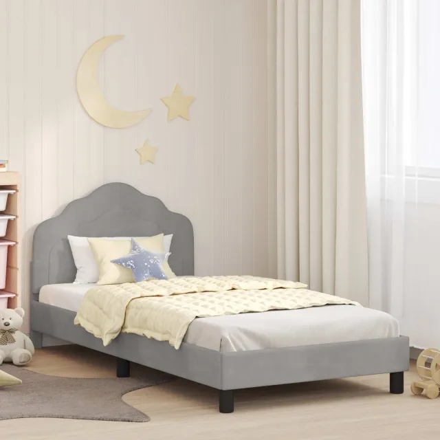 vidaXL Bedframe voor kinderen met hoofdbord Lichtgrijs 80 x 200 cm