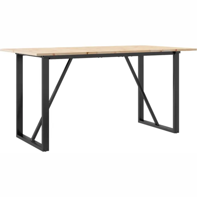 vidaXL Eettafel - O-frame - 160x80x75 - cm - massief - grenenhout - en - staal Bruin