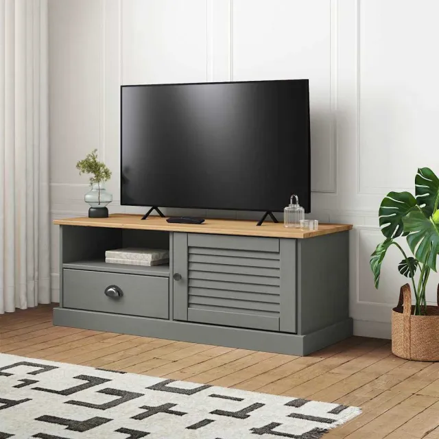 vidaXL Tv-meubel VIGO 106x40x40 cm massief grenenhout grijs, foto 2