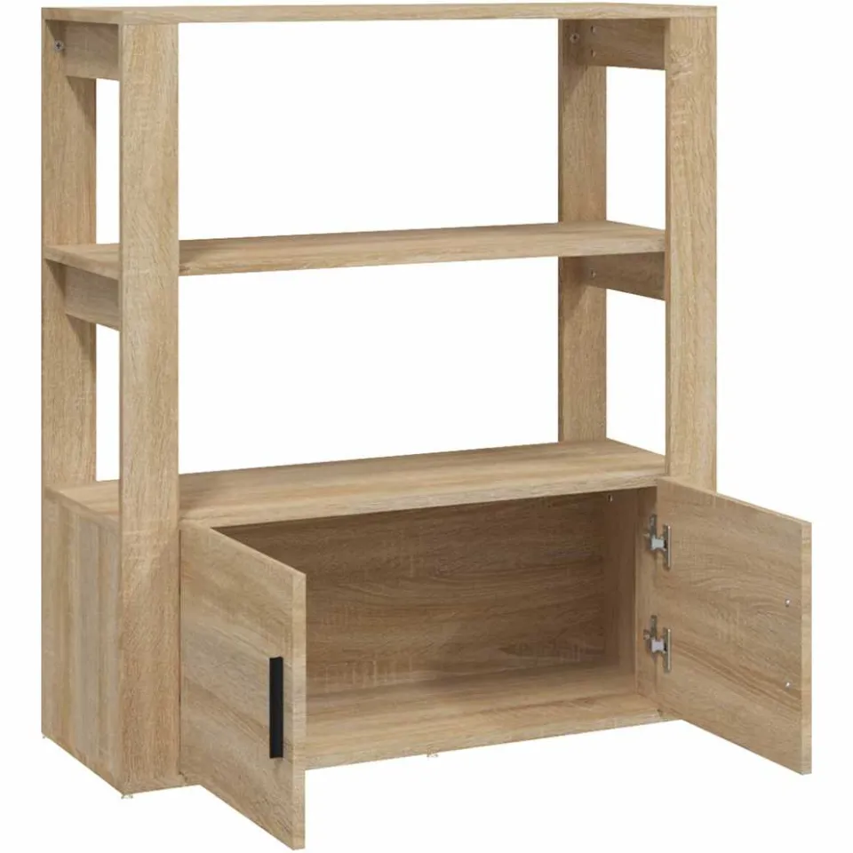 vidaXL Dressoir 80x30x90 cm bewerkt hout sonoma eikenkleurig, foto 3