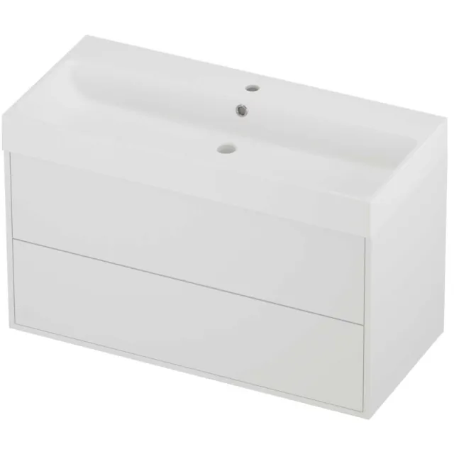 Proline Podium Badmeubelset Polystone Loft 1 Kraangat Voor Grepen 100x46x62 cm Mat Wit Mat White
