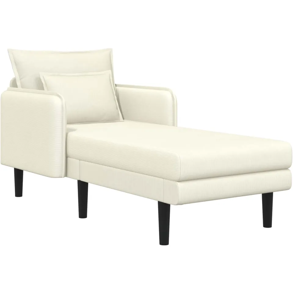 vidaXL Grote chaise longue Crèmekleurig Katoenen stof, foto 3
