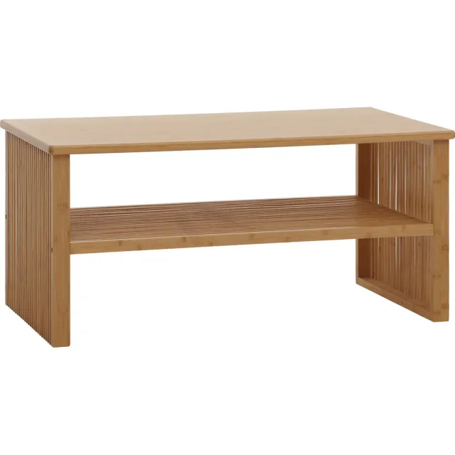 MCW Bamboe salontafel MCW-N80, woonkamertafel sofatafel bijzettafel, opbergvak MVG-gecertificeerd 46x97x55cm bruin
