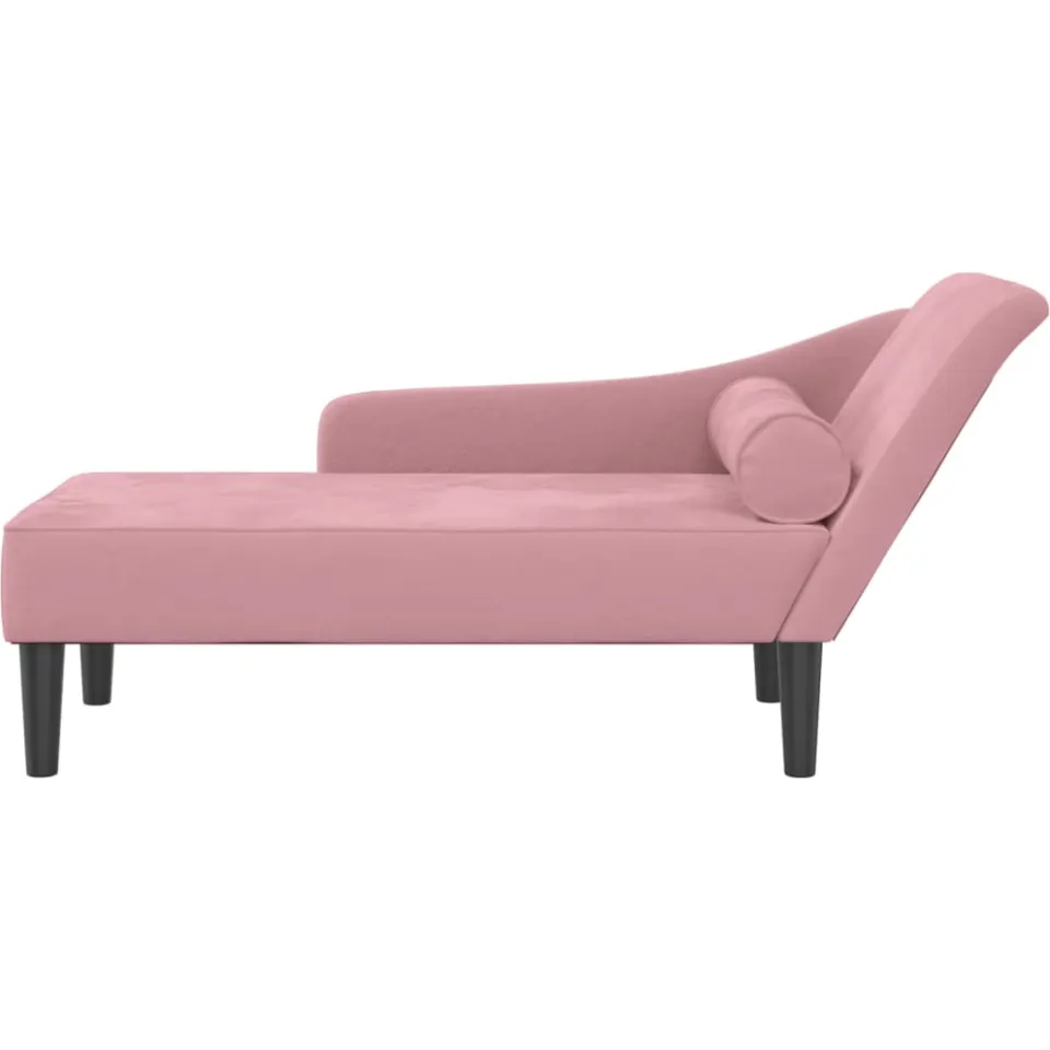 vidaXL Chaise longue met kussens fluweel roze