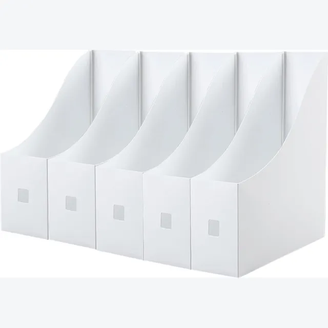 JGS ® Stijlvolle en Functionele Tijdschriftenverzamelaar Set van 5 voor Bureau en Opslag wit