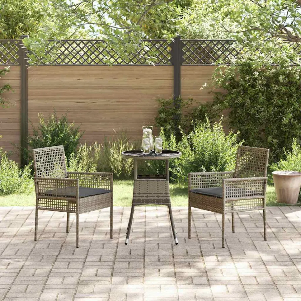 vidaXL Tuin eettafelset 3 st Grijs poly rattan, foto 4