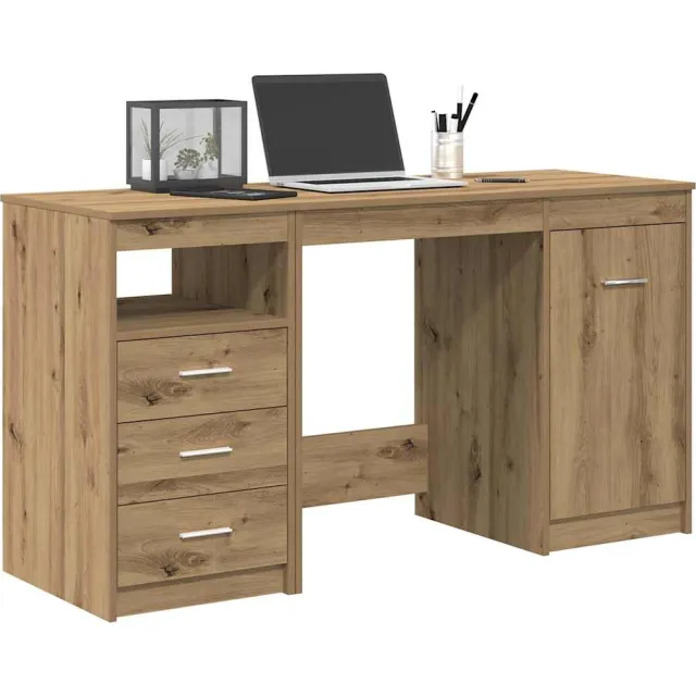 vidaXL Bureau met kast Artisan Oak Engineered Wood Bruin