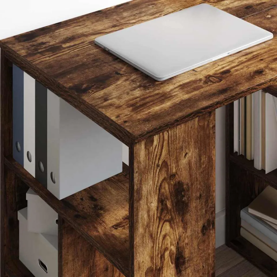 vidaXL Bureau Gerookt eiken 90 x 50 x 75 cm Bewerkt hout, foto 4