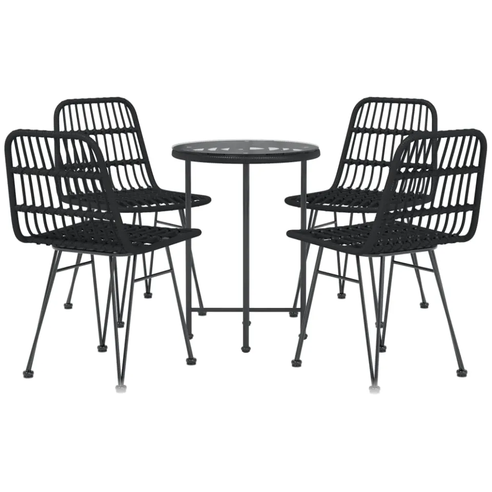 vidaXL 5-delige Tuinset poly rattan zwart