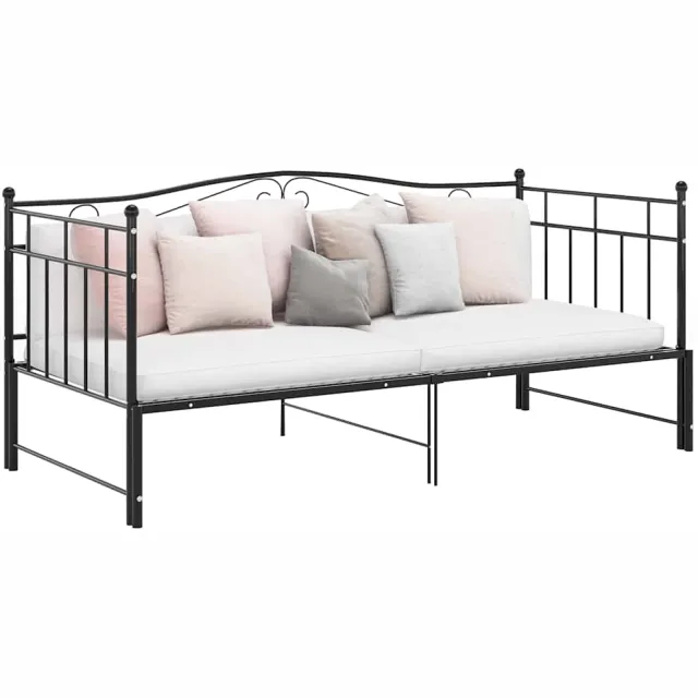 vidaXL Slaapbank uittrekbaar metaal zwart 90x200 cm