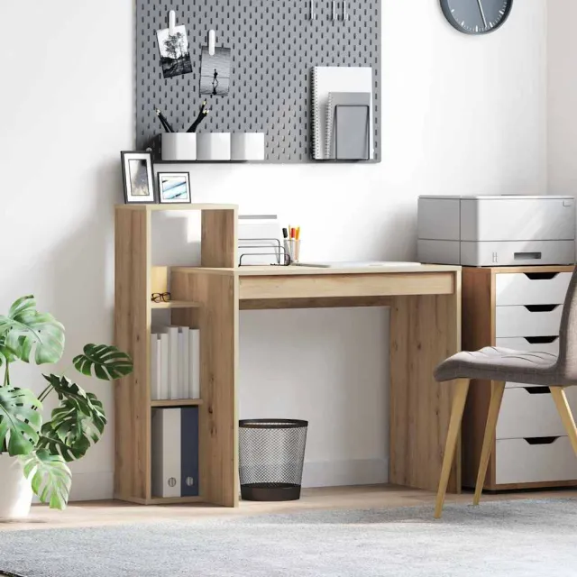vidaXL Bureau Artisan Eiken 100 x 40 x 90 cm Bewerkt hout, foto 2