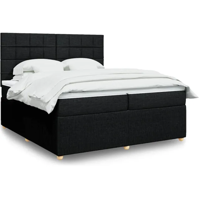 vidaXL Boxspring met matras stof zwart 200x200 cm