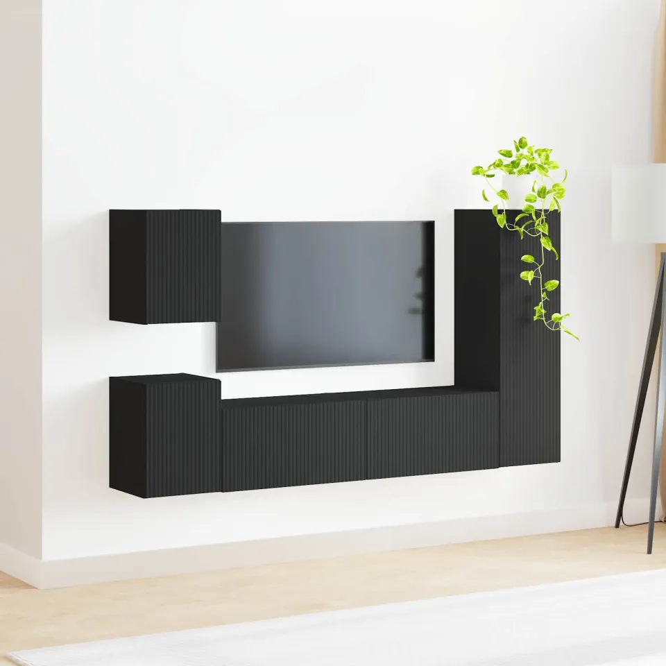 vidaXL Tv-meubelset 4 st 30 x 31 x 100 cm Zwart, foto 3