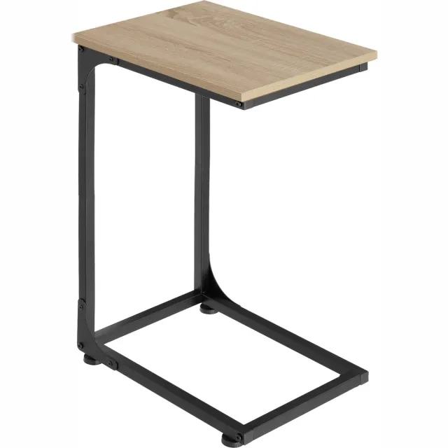 Tectake C-vormige bijzettafel in industrieel design, 30 x 40 x 63 cm, salontafel voor koffie, laptop, bank, bed, woonkamer, slaapkamer, zwart metalen frame (industrieel lichtbruin ) Lichtbruin - Eiken Sonoma