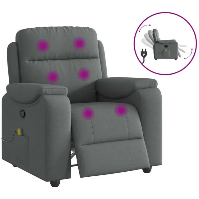 vidaXL Massagestoel - in - donkergrijze - stof Donkergrijs