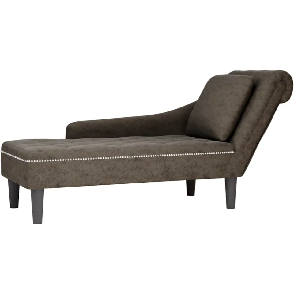 vidaXL Chaise longue kussen en rechterarmleuning kunstleer donkergrijs grijs, foto 4