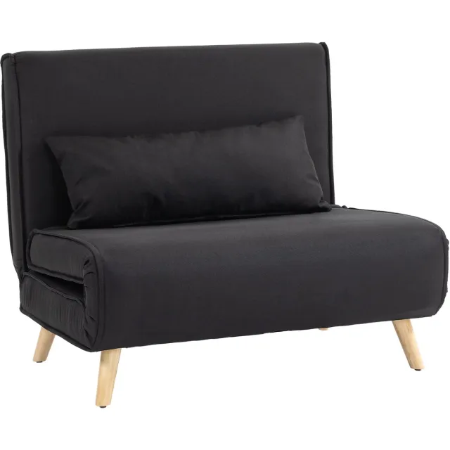 Homona Slaapfauteuil - Met 6 standen verstelbare rugleuning en kussen - Linnenlook - 94 x 78 x 80 cm - Zwart