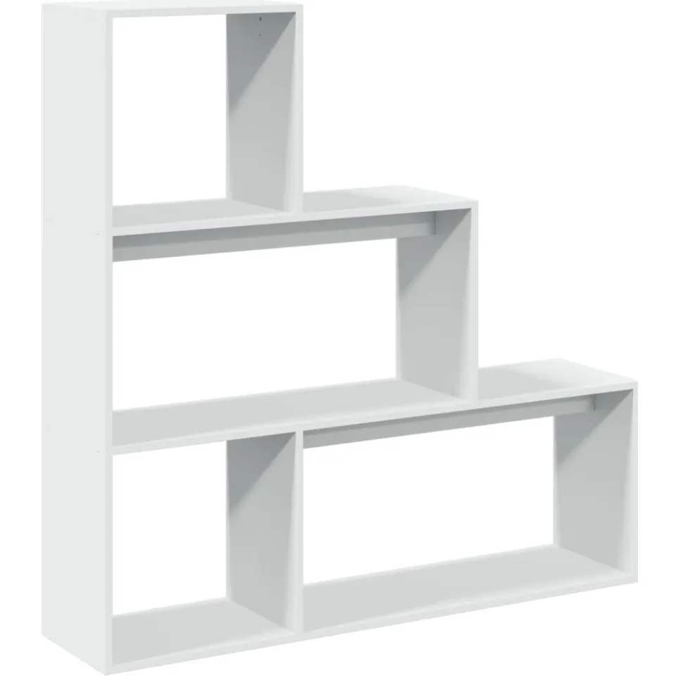 vidaXL Kamerscherm / boekenkast 3-laags 123x29x123 cm bewerkt hout wit
