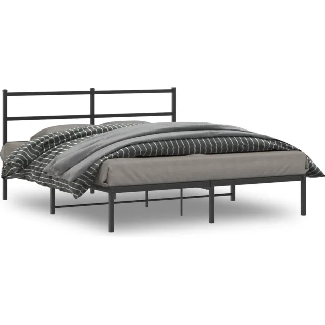 vidaXL Bedframe met hoofdbord metaal zwart 160x200 cm