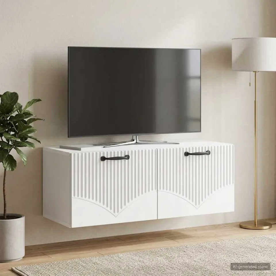vidaXL Wandbeugel TV-kast Wit 78,5 x 31 x 30 cm Bewerkt hout, foto 4