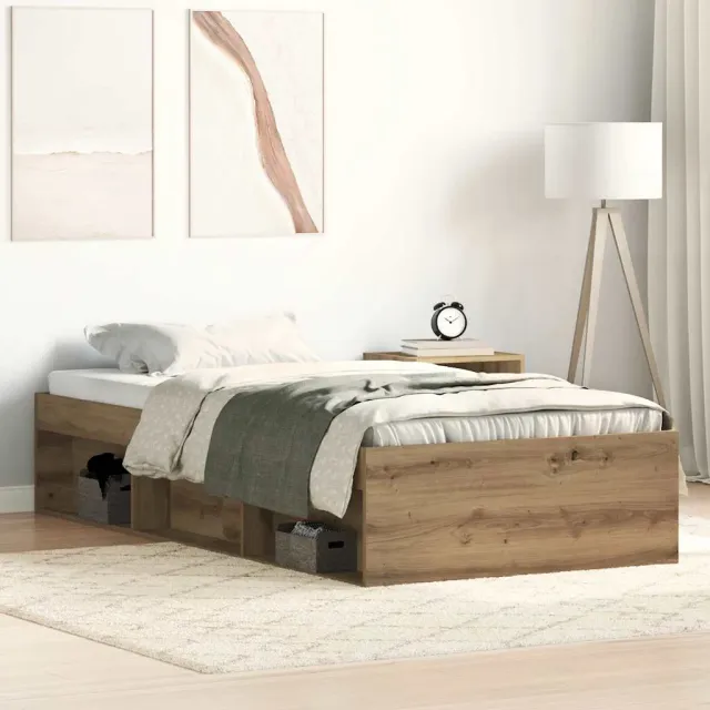 vidaXL Bedframe zonder matras 75x190 cm spaanplaat ambachtelijk bruin