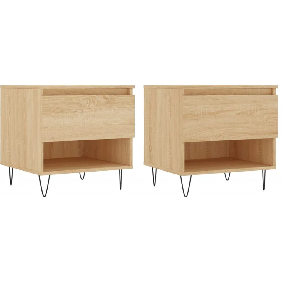 vidaXL Salontafels 2 st 50x46x50 cm bewerkt hout sonoma eikenkleurig, foto 4