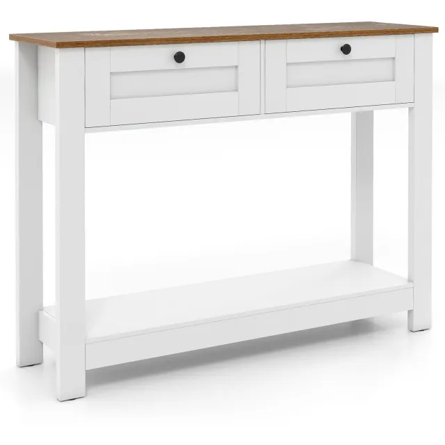 Suredeal Consoletafel - Houten Console Tafel - Lades Niveaus Smalle - 106x30x81,5 cm - Naturel