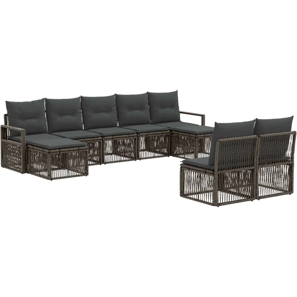 vidaXL Tuinbankenset 9 st 9-zits Grijs poly rattan, foto 3