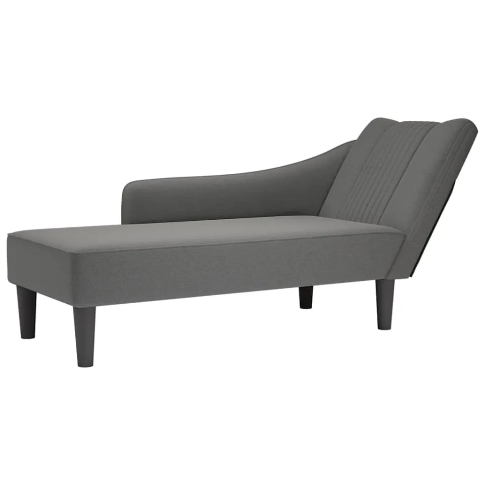 vidaXL Chaise longue met rechterarmleuning stof donkergrijs grijs, foto 4