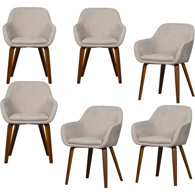 vtwonen Base Eetkamerstoelen - Velvet Melange - Zand - Set van 6