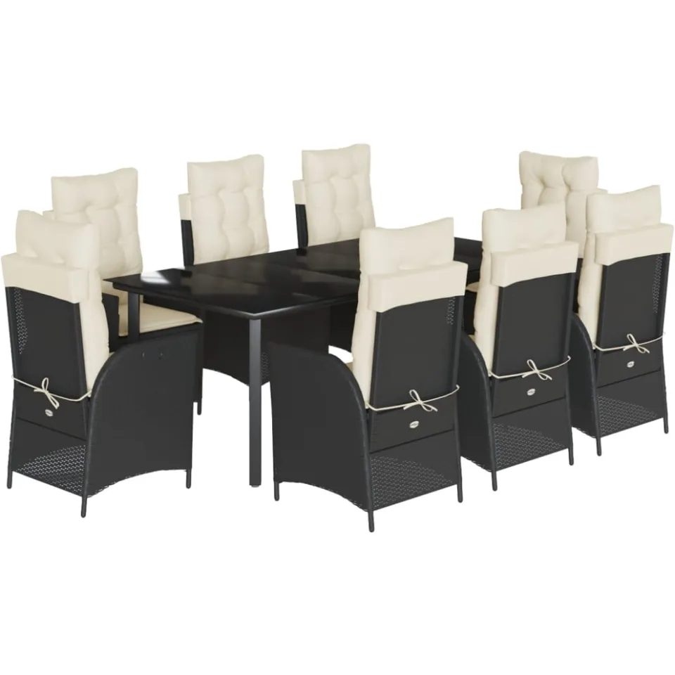 vidaXL 9-delige Tuinset poly rattan zwart, foto 3