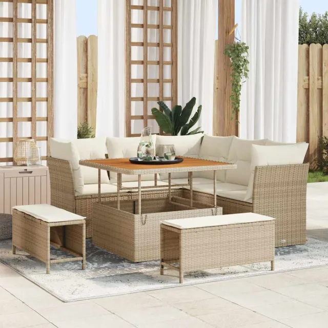 vidaXL Tuinbankenset 8 st Beige poly rattan, foto 2