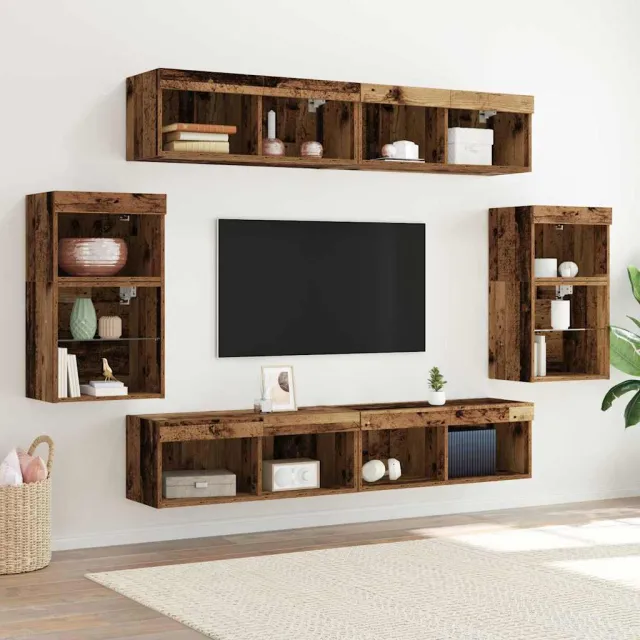 vidaXL Tv-meubelset 8 st 37 x 30 x 70 cm Oud hout bruin