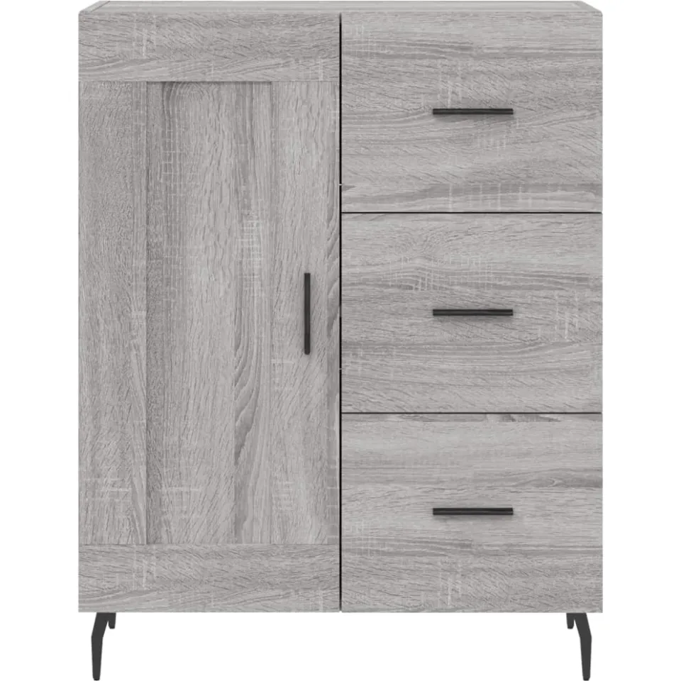 vidaXL Dressoir 69,5x34x90 cm bewerkt hout grijs sonoma eikenkleurig