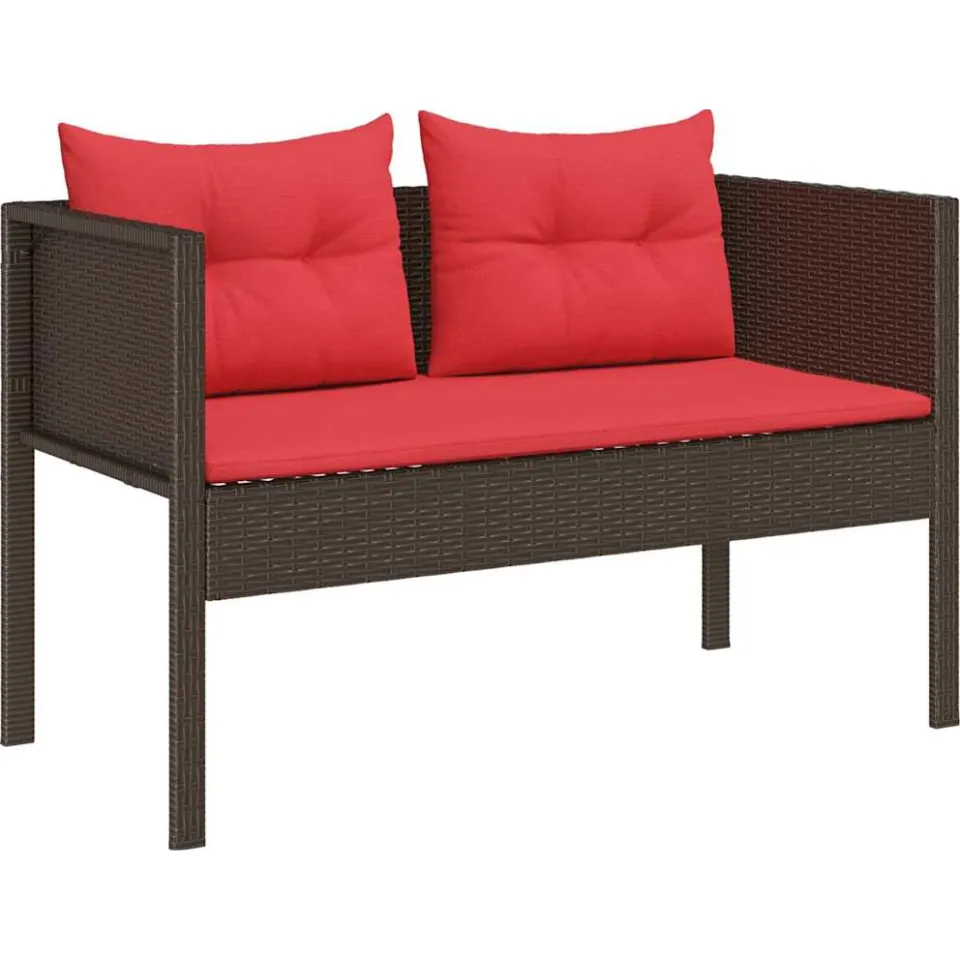 vidaXL Tuinbankenset 6 st Bruin en Rood poly rattan, foto 4