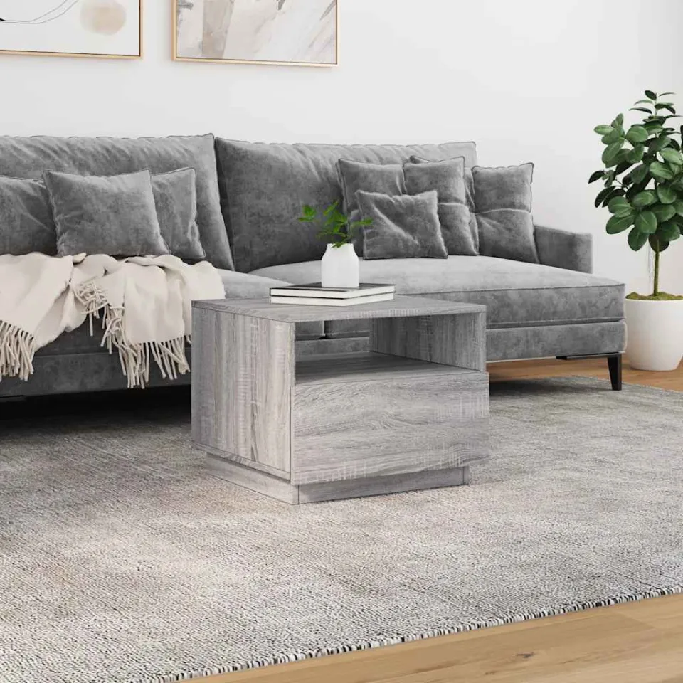 vidaXL Salontafel met LED-verlichting 50x49x40 cm grijs sonoma eiken, foto 3