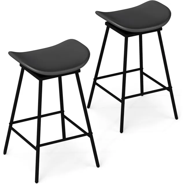 Costway Barkruk, set van 2, baliekruk, 360 graden draaibaar, zithoogte 71,5 cm, houten kruk met voetensteun, bistrokruk gevoerd, keukenkruk, modern (zwart)