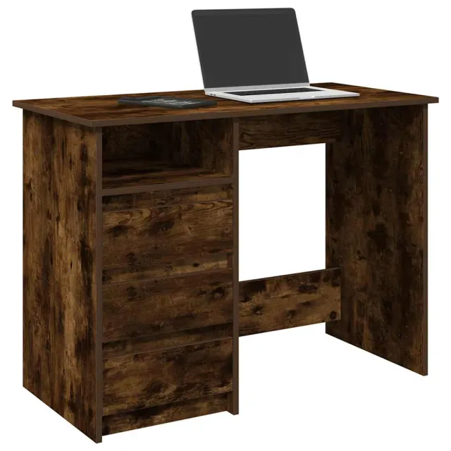 vidaXL Bureau 102x50x75 cm bewerkt hout gerookt eikenkleurig Bruin